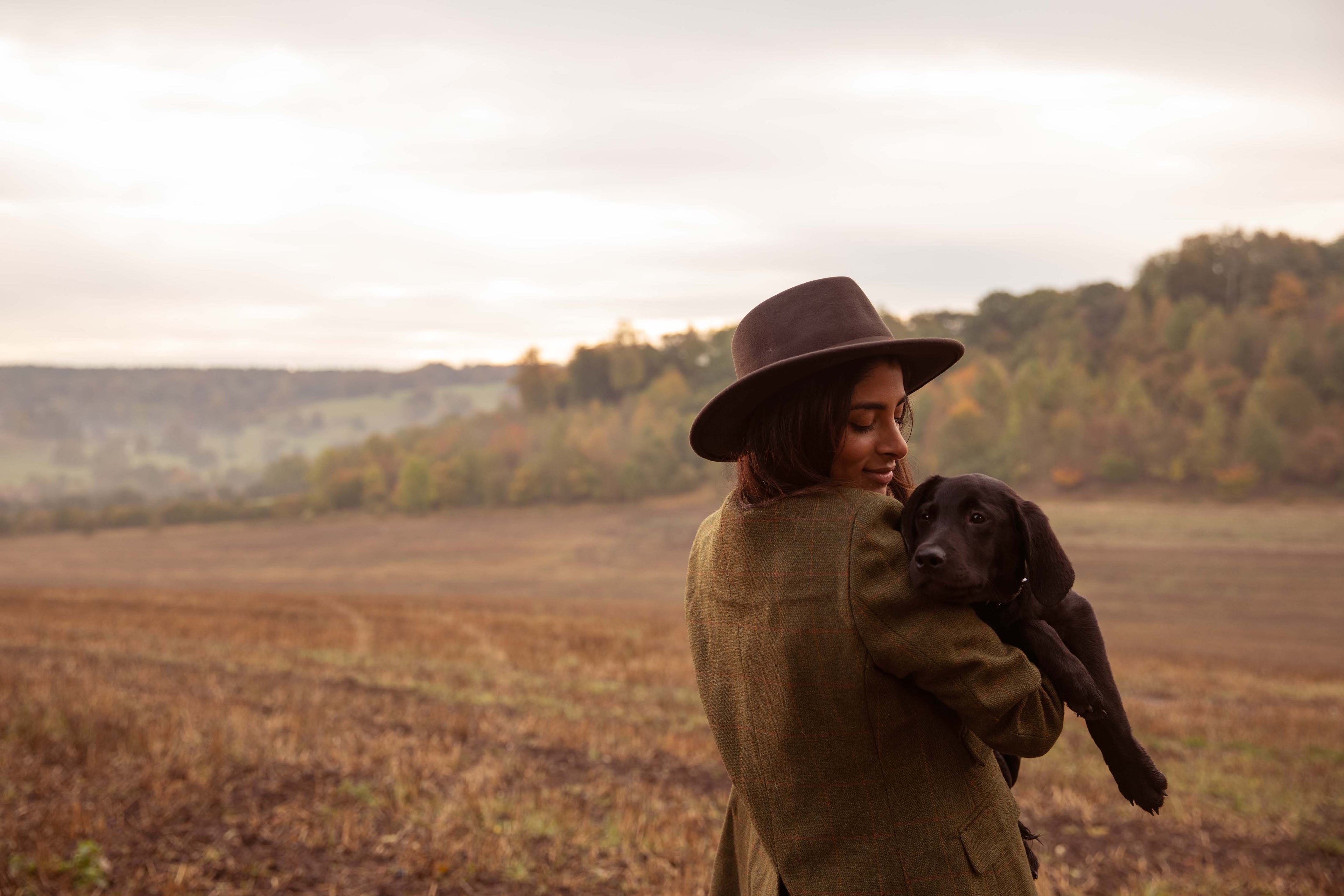 owner holding the dog
